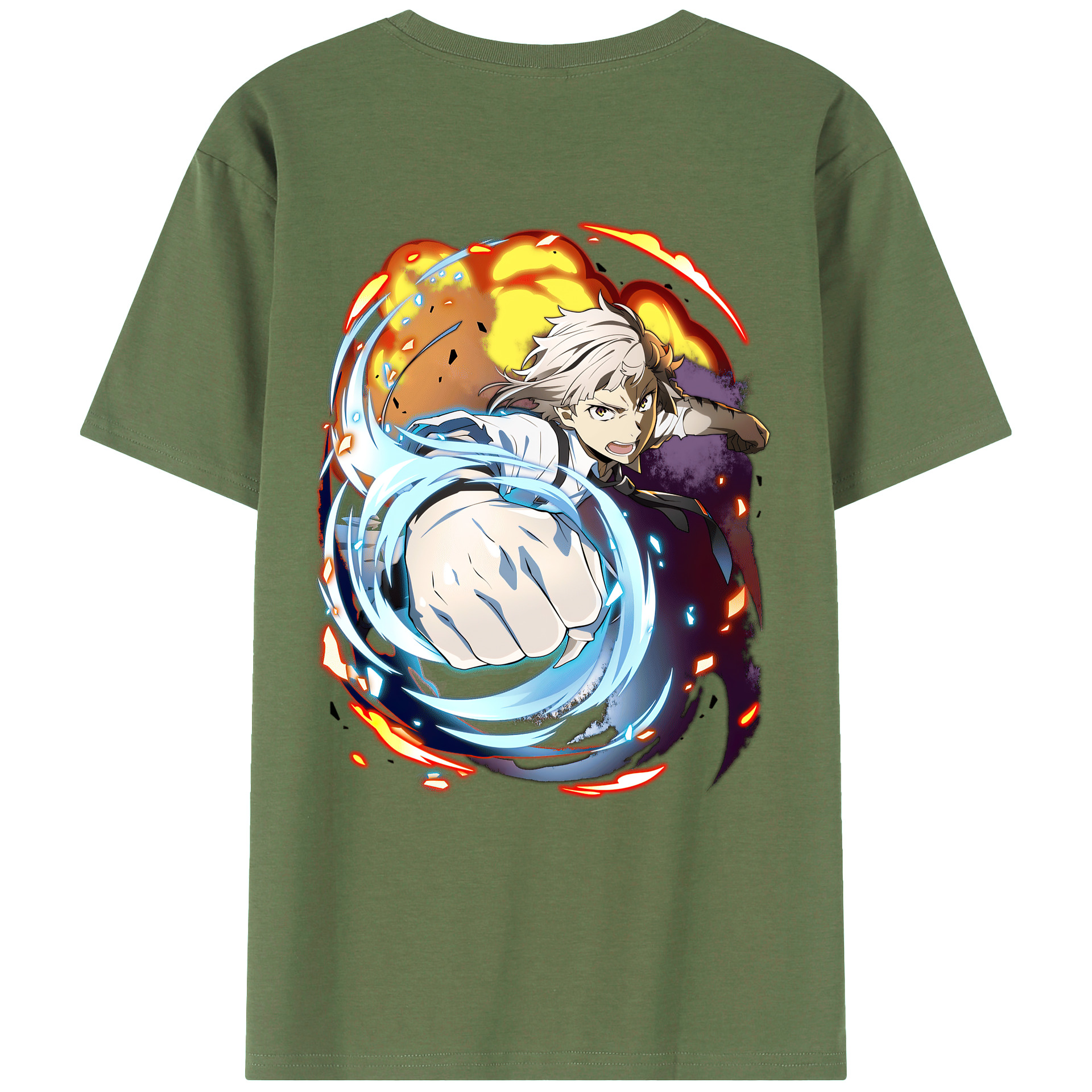 （画像用） 文豪ストレイドッグス Bungo Stray Dogs 綿100％ メンズ半袖Tシャツ（バックプリント） 通気性